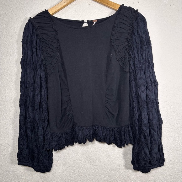 Free People Olivia Contrast Stitch Knit Top Large - Picture 3 of 9